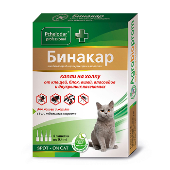 Бинакар для котят и кошек, капли на холку №4