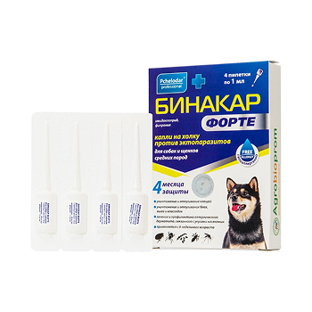 Бинакар форте для собак и щенков средних пород капли на холку